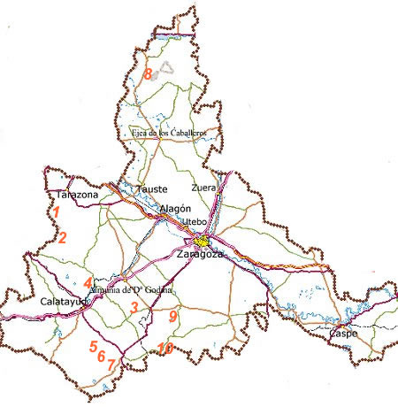 Mapa Zaragoza (Situación PUERTOS CIMA)